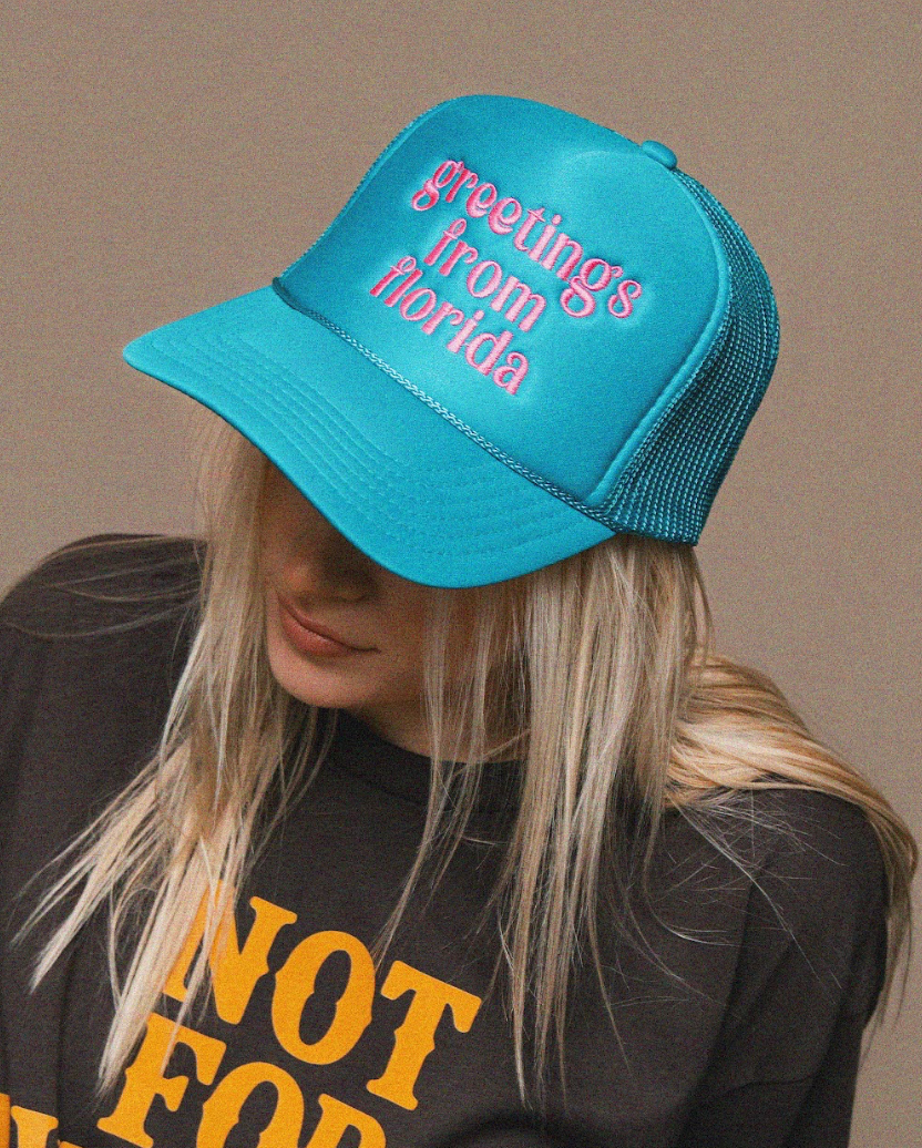 Greetings From Florida Embroidered Trucker