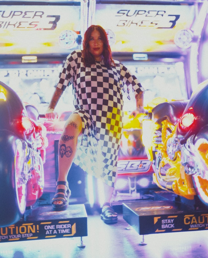 Checkmate Cutie Checkered Mesh Dress