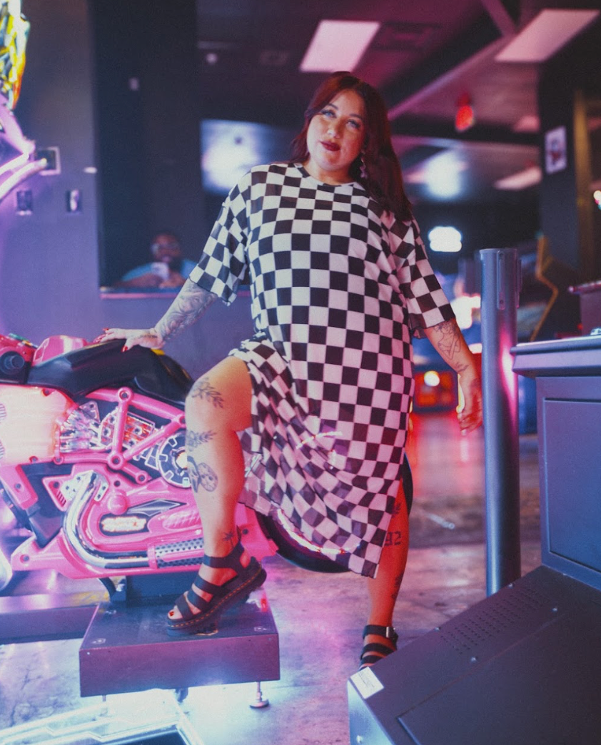 Checkmate Cutie Checkered Mesh Dress