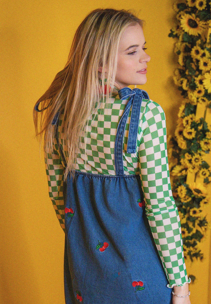 Cherry Doll - Embroidered Denim Dress