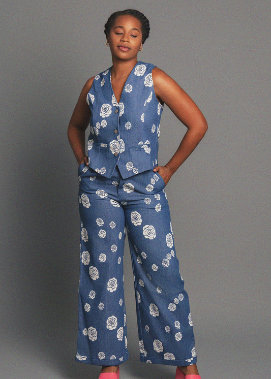 Wild Rose Tailored Denim Vest