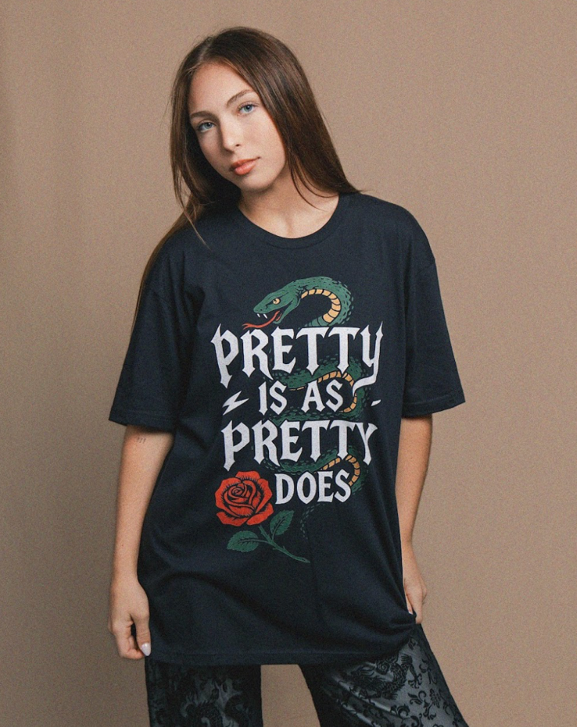 Pretty is as Pretty Does Oversized Graphic Tee