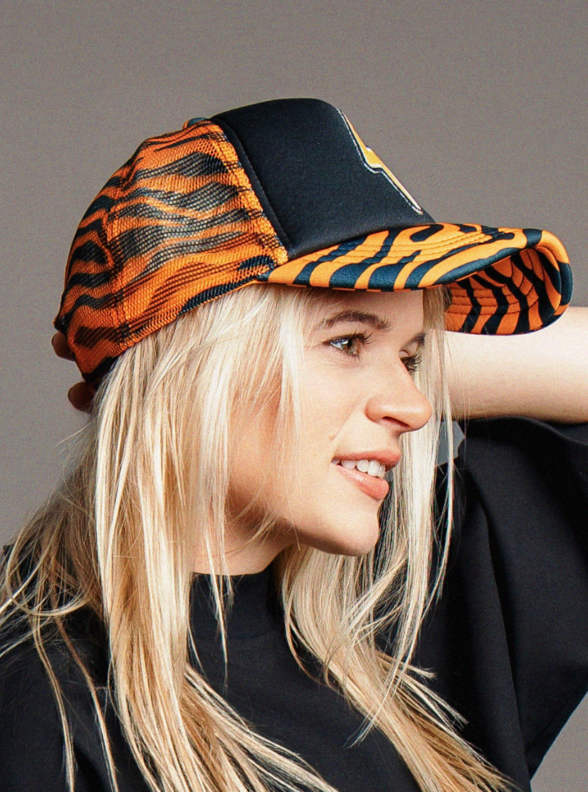 Tiger Bolt Embroidered Patch Trucker Hat