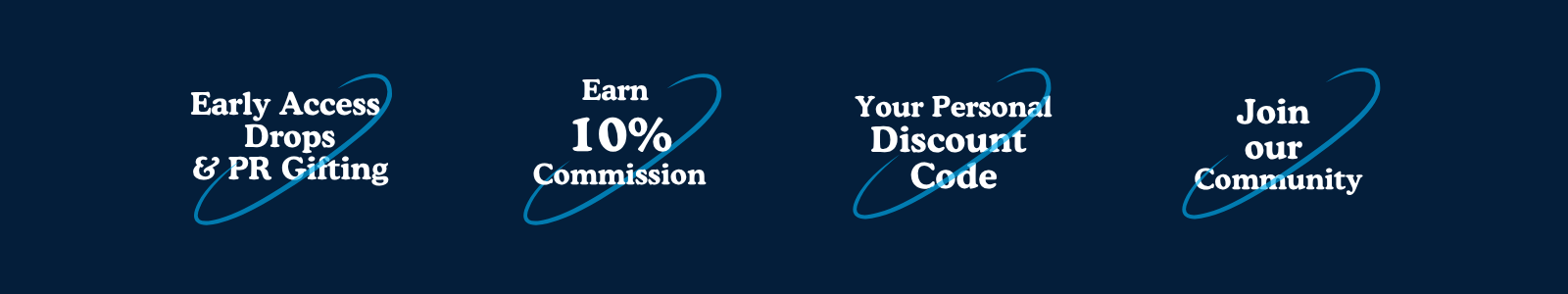 Early Access Drops & PR Gifting, Earn 10% Commission, Your Personal Discount Code, Join Our Community