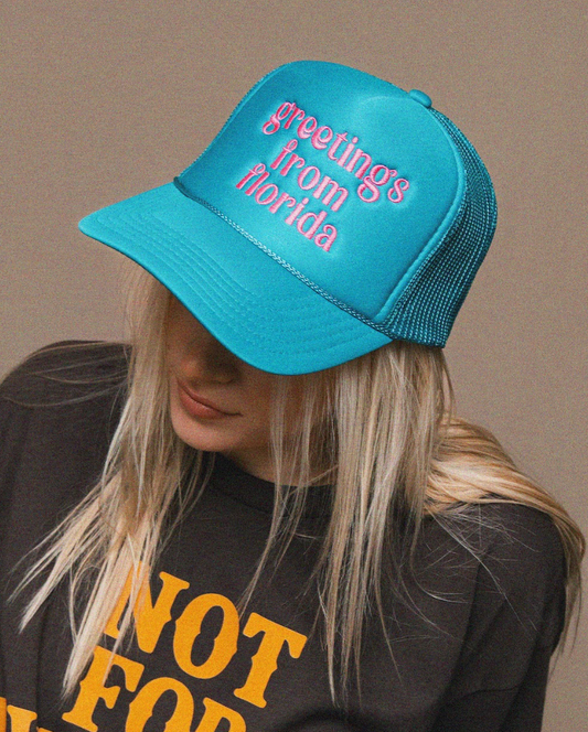 Greetings From Florida Embroidered Trucker