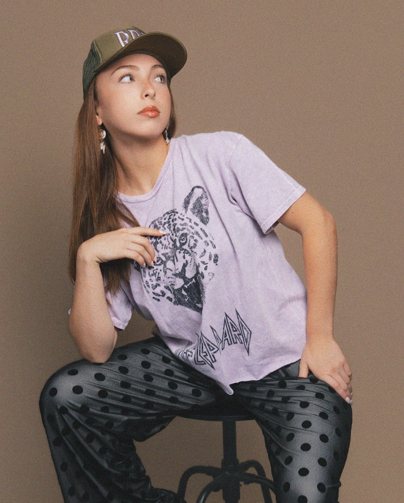Def Leppard Mineral Wash Oversize Crop in Lilac