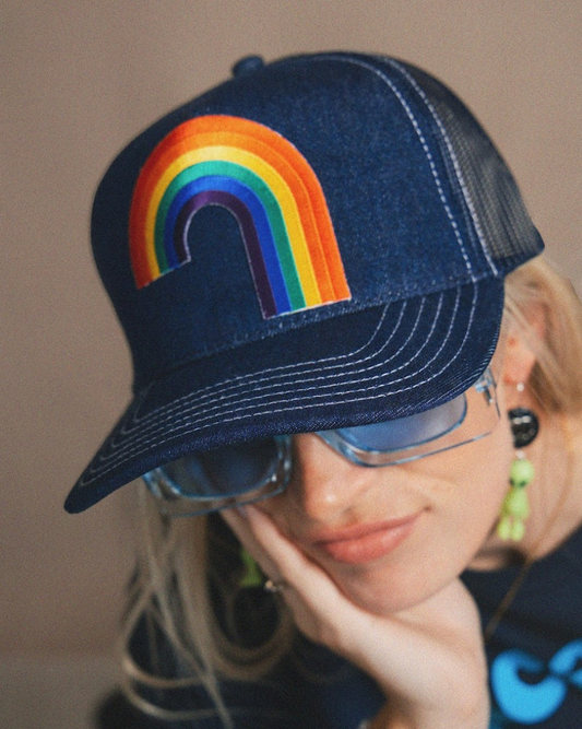 Over the Rainbow Denim Trucker Hat