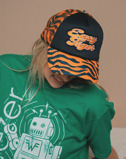 Easy Tiger Tiger Print Embroidered Trucker Hat