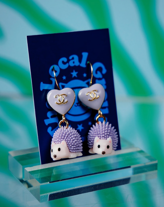 Prickly but Pretty Couture Hedgehog Earrings