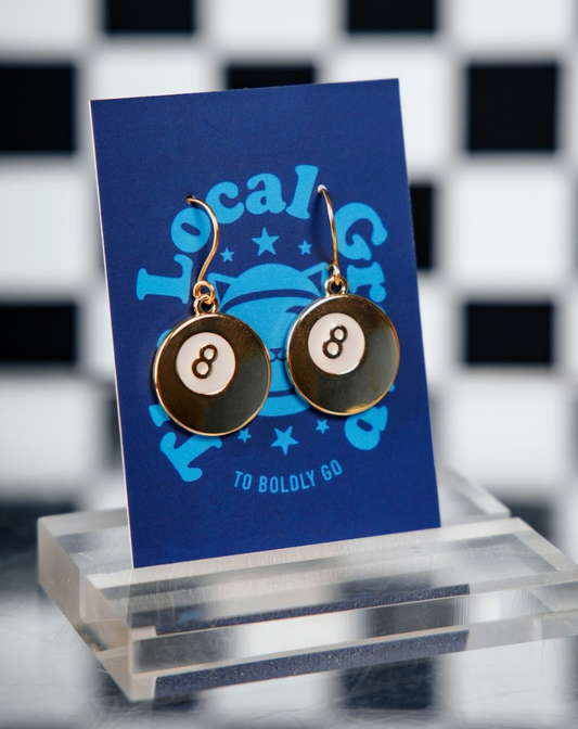8 Ball Earrings in Gold