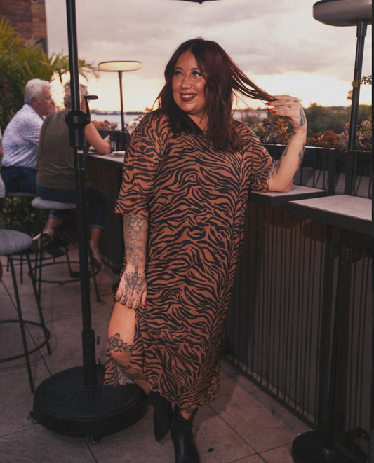 Claws Out Tiger Print Mesh Dress