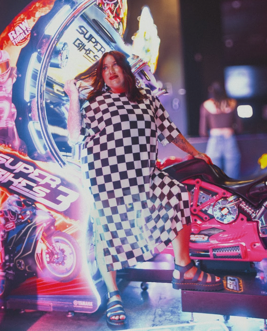 Checkmate Cutie Checkered Mesh Dress