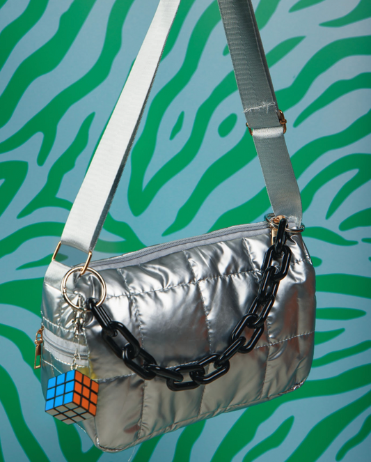 Cube Crush Mini Bag in Silver