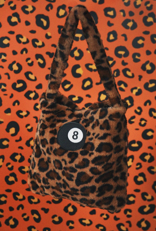 8 Ball Leopard Faux Fur Mini Tote