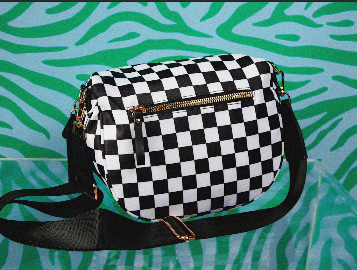 Checkered Past Crossbody Bag - Choose Your Embroidered Patch