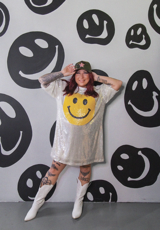 Major Mood Sequin Smiles in White