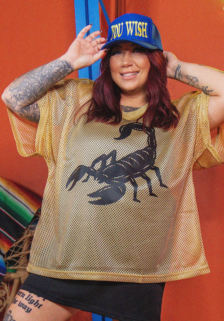 Midnight Mojave Scorpion Print Mesh Jersey and Slip Dress Set