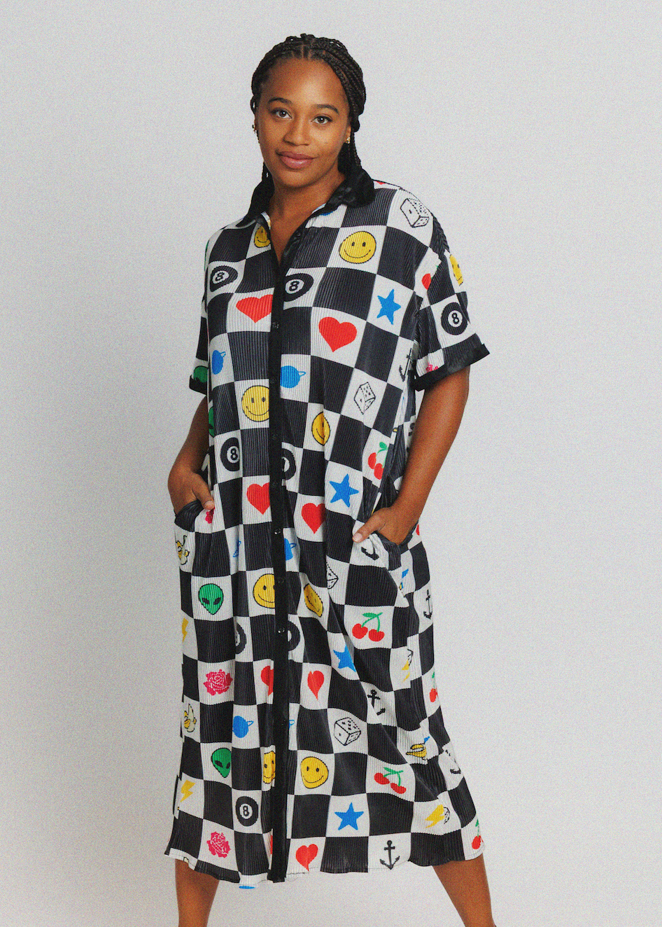 Lucky Charm Plissé Shirt Dress