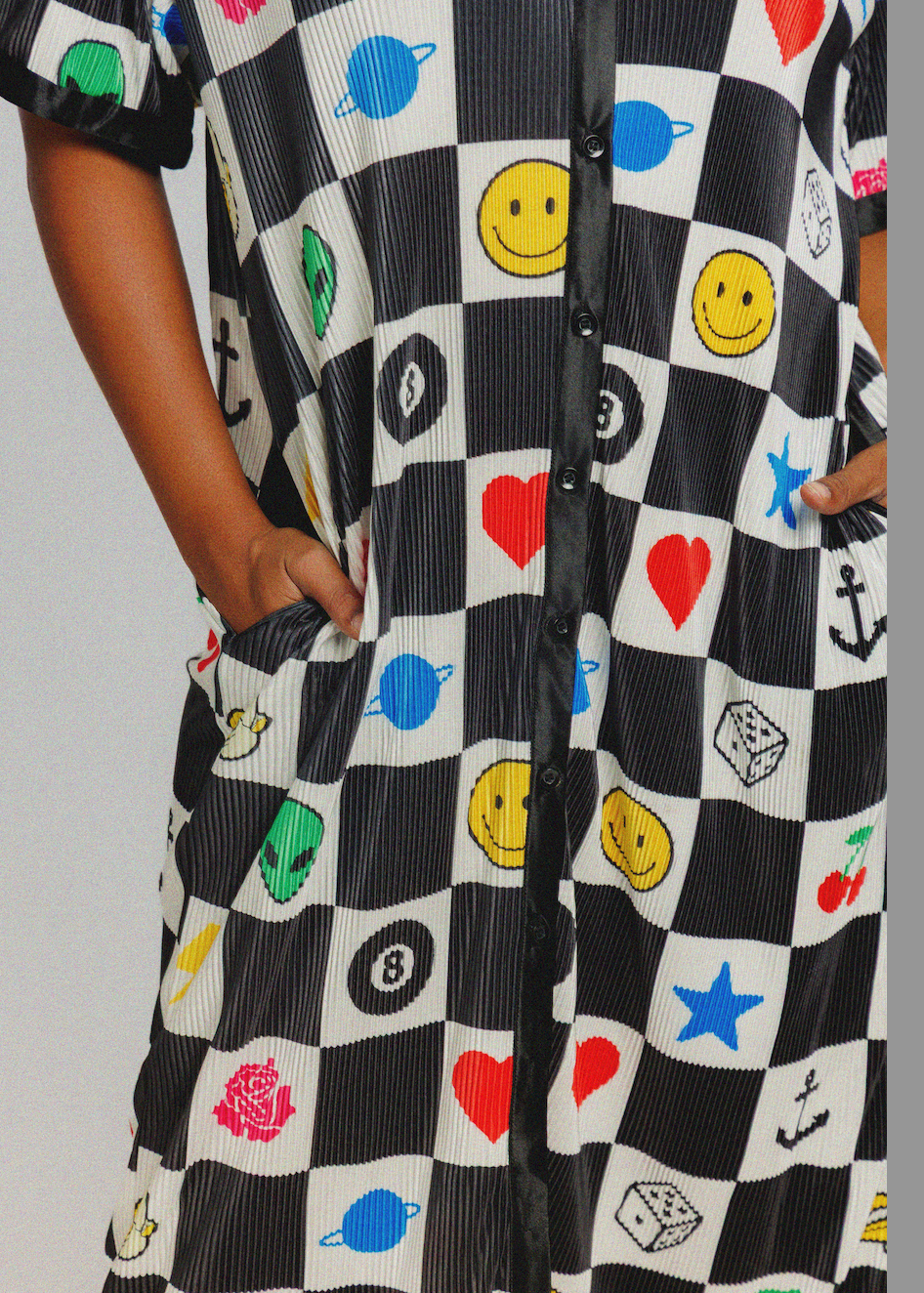 Lucky Charm Plissé Shirt Dress