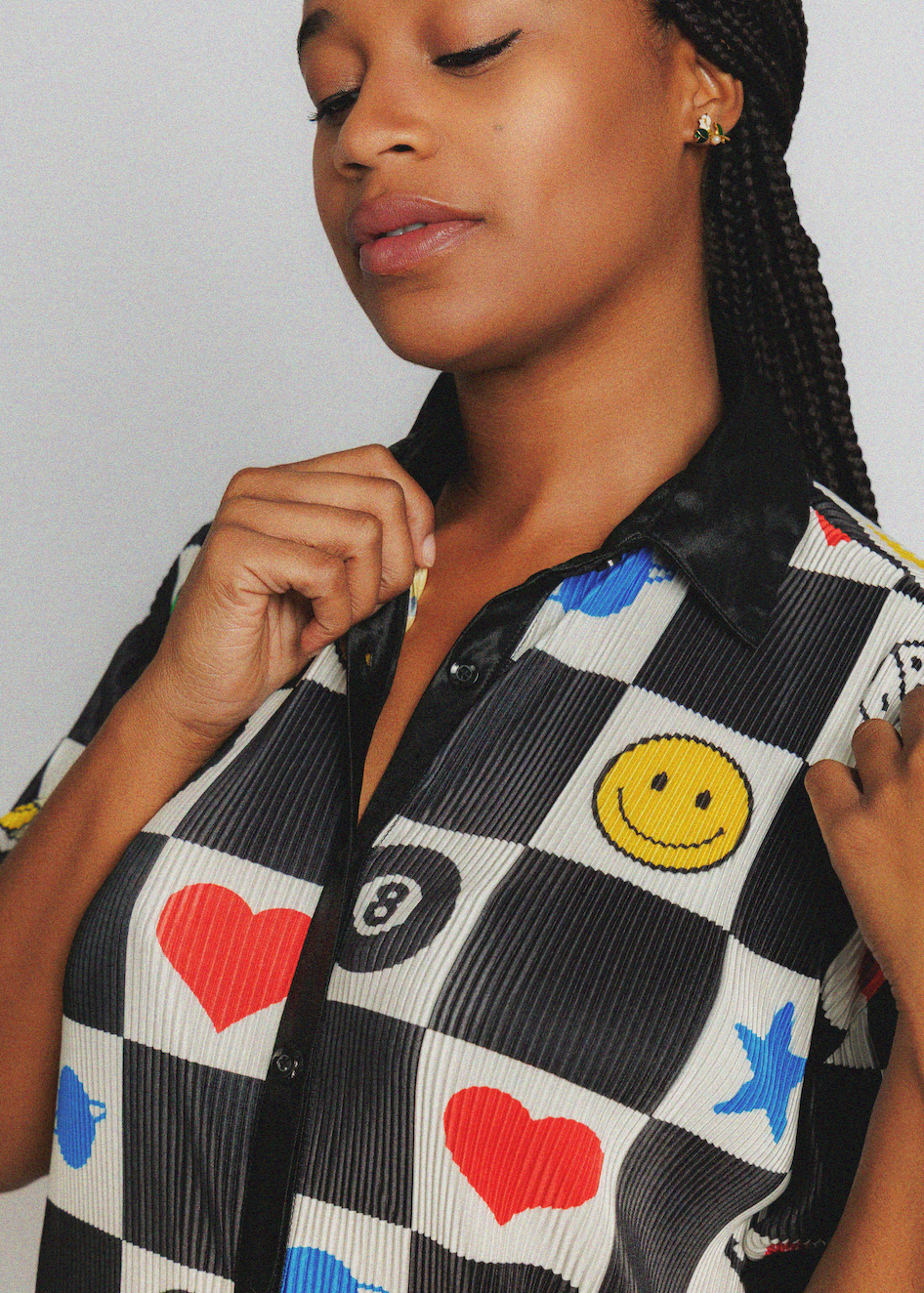 Lucky Charm Plissé Shirt Dress