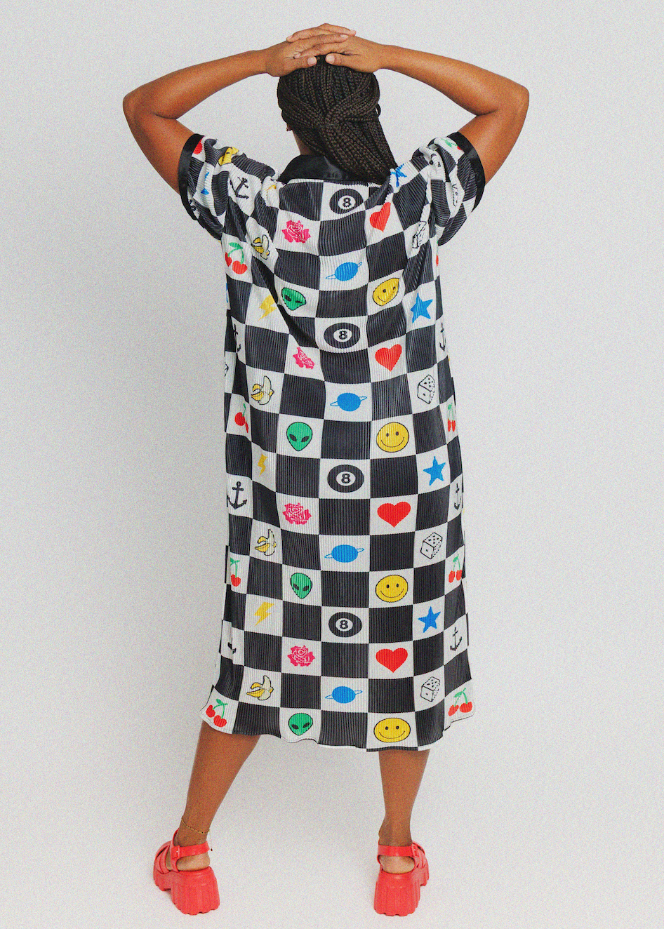 Lucky Charm Plissé Shirt Dress