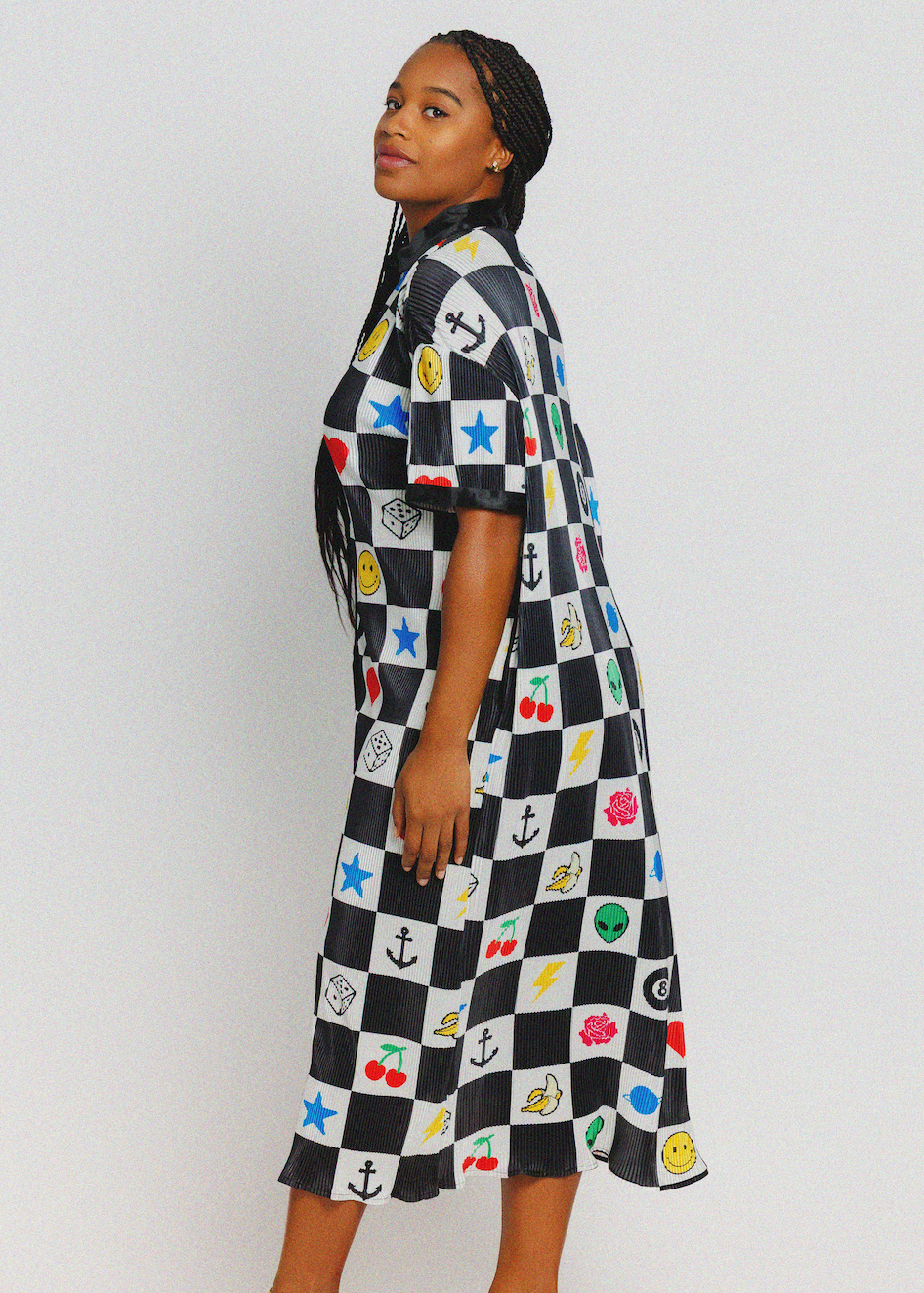 Lucky Charm Plissé Shirt Dress