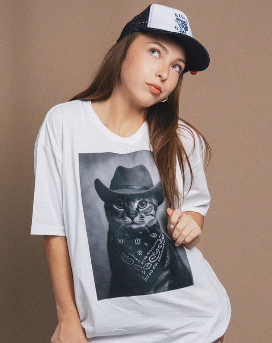 Saddle Up Kitty Oversized Graphic Tee