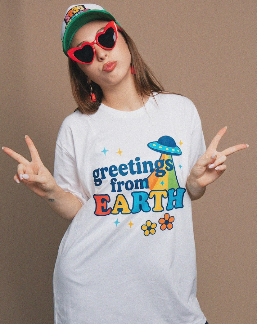 Greetings from Earth Oversized Graphic Tee