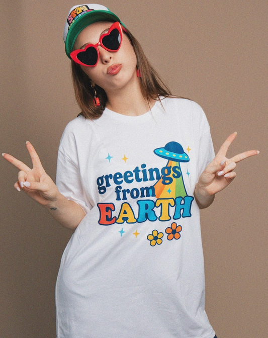 Greetings from Earth Oversized Graphic Tee