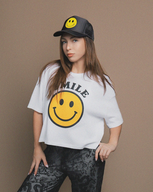 SMILE Classic Crop Oversized Boxy Tee