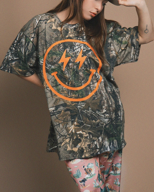 High Voltage Smiles Oversized Graphic Tee