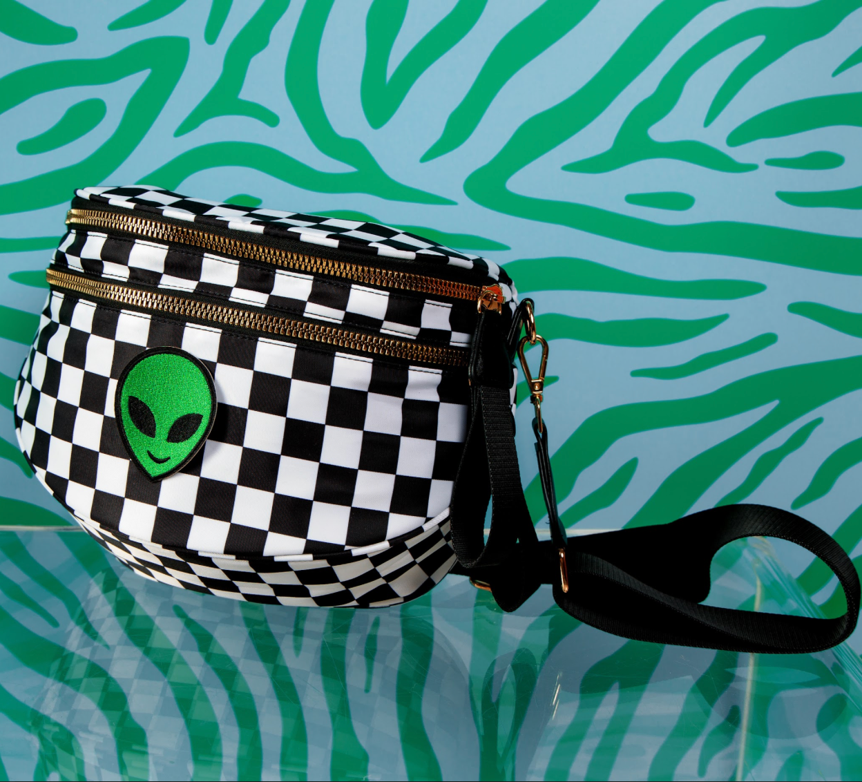 Checkered Past Crossbody Bag - Choose Your Embroidered Patch