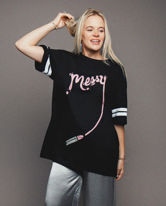 Hot Mess Tee Varsity Oversized Graphic Tee