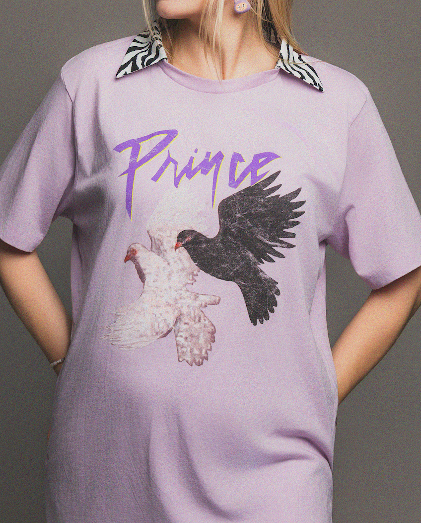 Dearly Beloved - Prince Zebra collar Oversized Band Tee